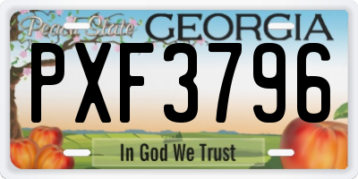 GA license plate PXF3796