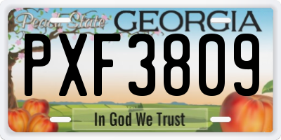 GA license plate PXF3809