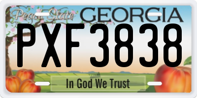 GA license plate PXF3838