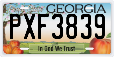 GA license plate PXF3839