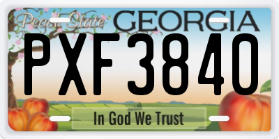 GA license plate PXF3840