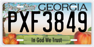 GA license plate PXF3849
