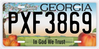 GA license plate PXF3869