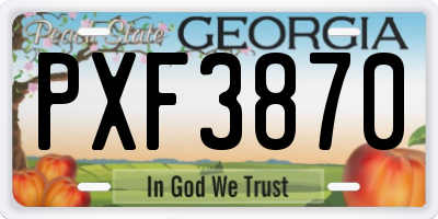 GA license plate PXF3870