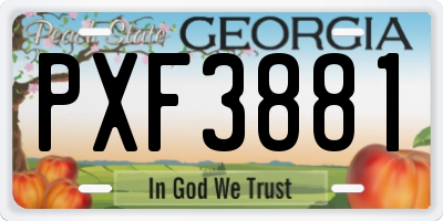 GA license plate PXF3881