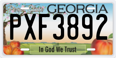 GA license plate PXF3892