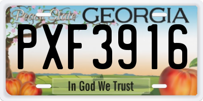 GA license plate PXF3916