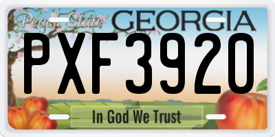 GA license plate PXF3920