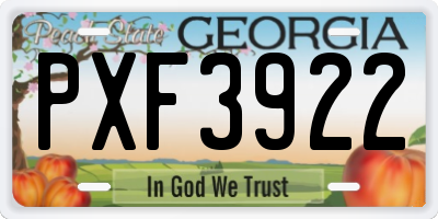 GA license plate PXF3922