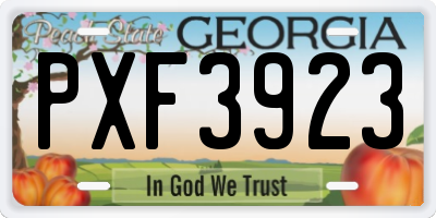 GA license plate PXF3923