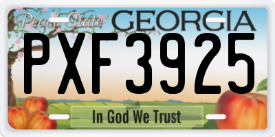 GA license plate PXF3925