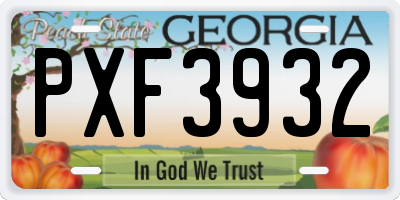 GA license plate PXF3932