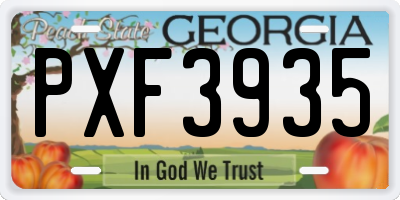 GA license plate PXF3935