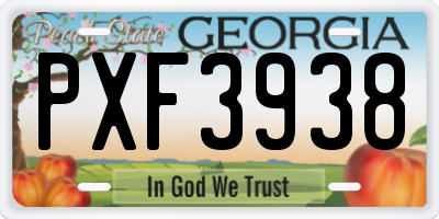 GA license plate PXF3938