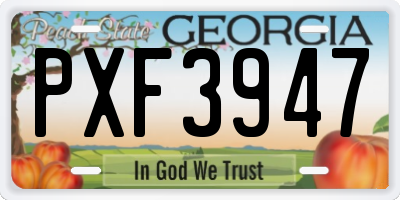 GA license plate PXF3947