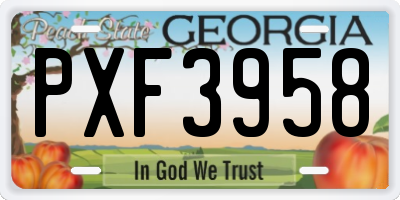 GA license plate PXF3958