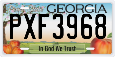 GA license plate PXF3968