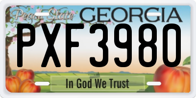GA license plate PXF3980