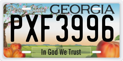 GA license plate PXF3996