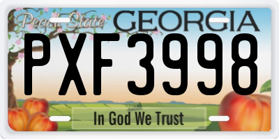 GA license plate PXF3998