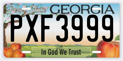 GA license plate PXF3999