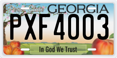 GA license plate PXF4003