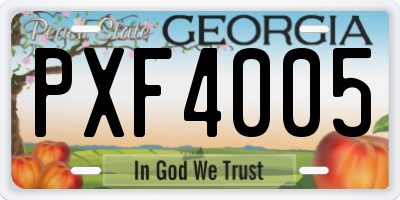 GA license plate PXF4005