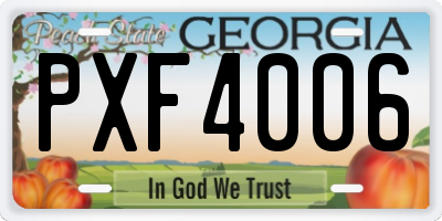 GA license plate PXF4006