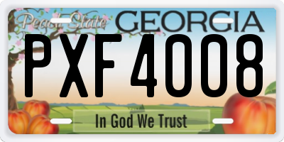GA license plate PXF4008