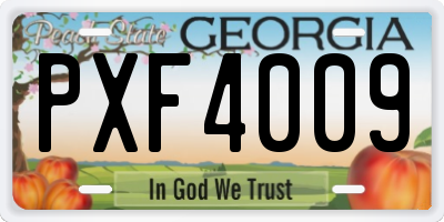 GA license plate PXF4009