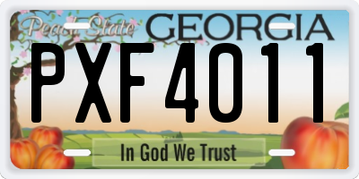 GA license plate PXF4011