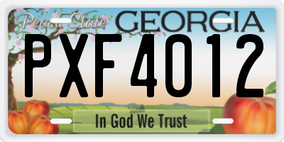 GA license plate PXF4012