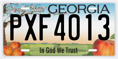 GA license plate PXF4013