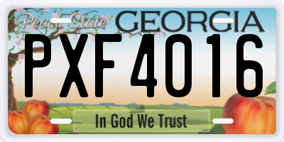 GA license plate PXF4016