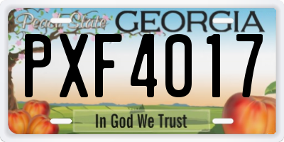 GA license plate PXF4017