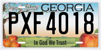 GA license plate PXF4018