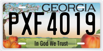 GA license plate PXF4019