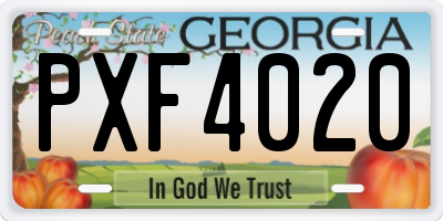 GA license plate PXF4020