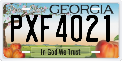 GA license plate PXF4021