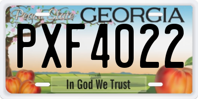 GA license plate PXF4022