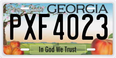 GA license plate PXF4023