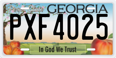 GA license plate PXF4025