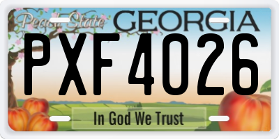 GA license plate PXF4026