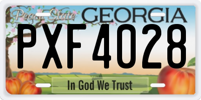 GA license plate PXF4028