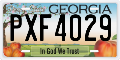 GA license plate PXF4029