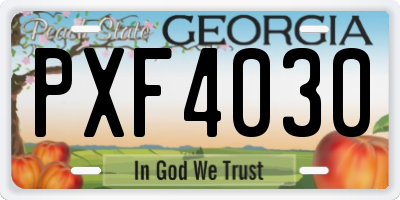 GA license plate PXF4030