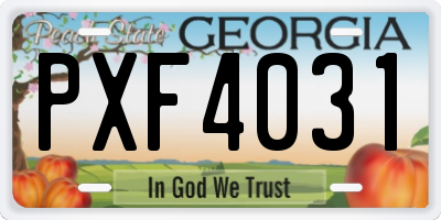 GA license plate PXF4031