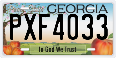 GA license plate PXF4033