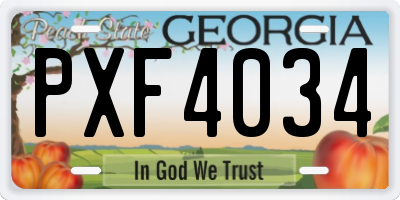 GA license plate PXF4034