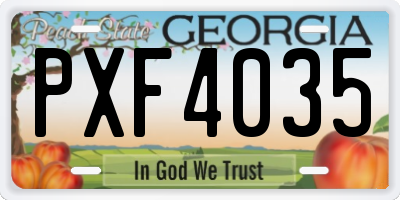 GA license plate PXF4035